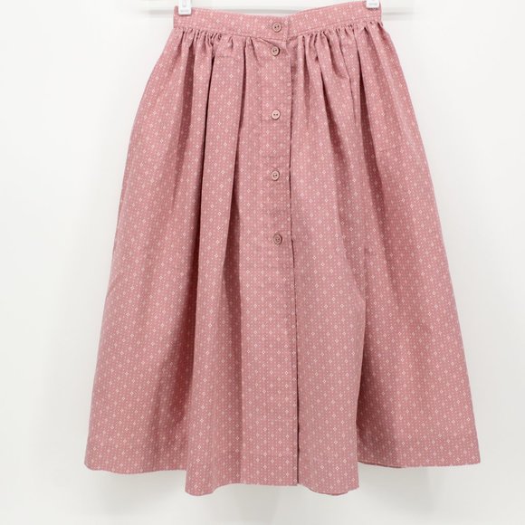 Vintage High Waist Mauve Pink Pattern Skirt - Picture 4 of 5